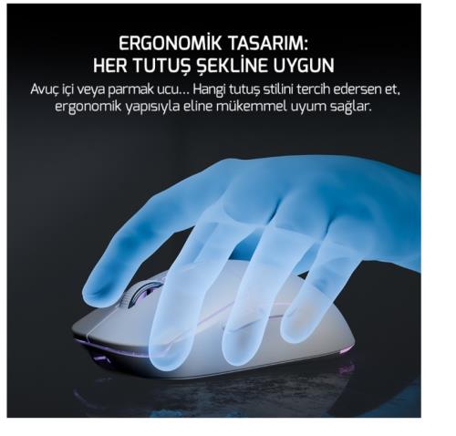 GAMEPOWER FENIX GAMING RGB 24.000DPI Triple Mode (Kablolu/Bluetooth/2.4G) Beyaz Gaming Mouse